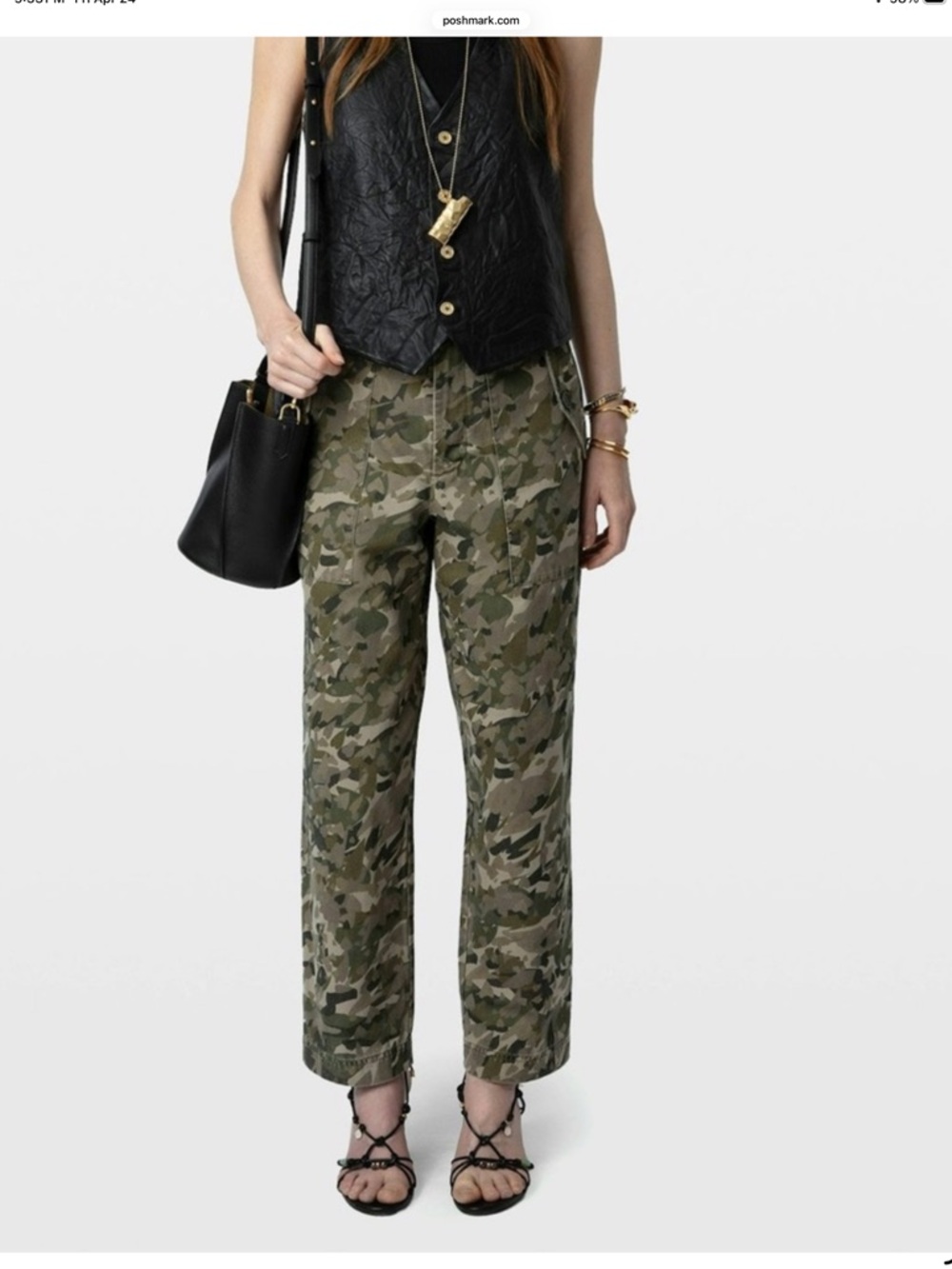 Zadig & Voltaire Olive and Khaki Camo Straight Leg Jeans